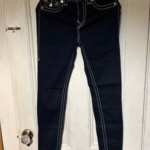 True Religion Dark Blue Jeans with White Stitching
